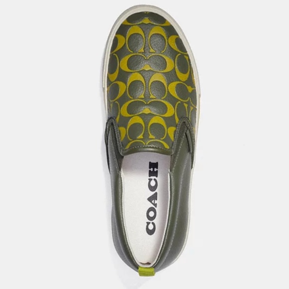 Coach Green and Yellow Slip-On Sneakers - Picture 5 of 5